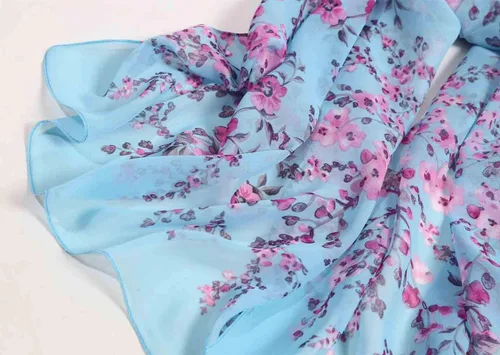 Vista 4 de Acotavie - Bufanda de gasa para mujer, ligera, con estampado floral, chal para mujeres y niñas