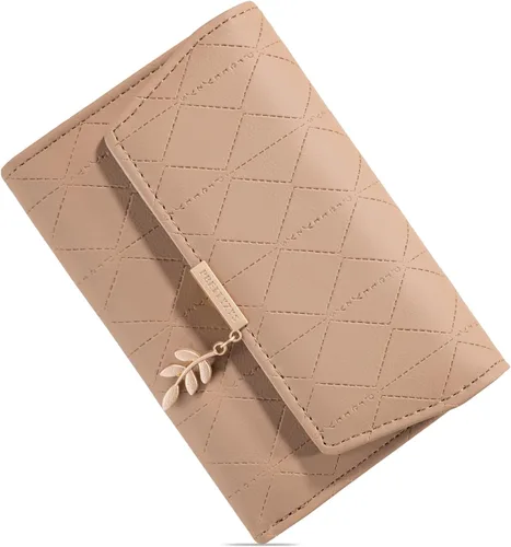 Vista 7 de RNIEGA Cartera de cuero para mujer, pequeña, plegable, con bloqueo RFID, tarjetero con bolsillo para monedas, con cremallera
