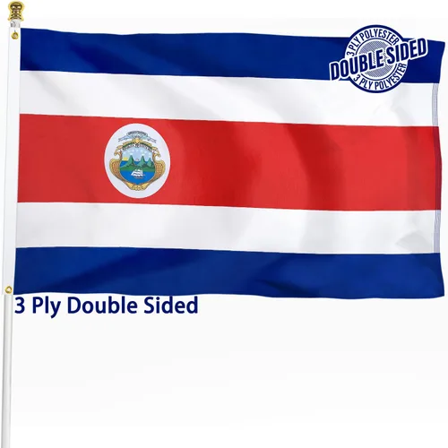 Vista 17 de Bandera de Nicaragua de 3 x 5 pies para exteriores, bandera nacional nicaragüense, bandera nacional nicaragüense, doble cara de 3 capas de poliéster