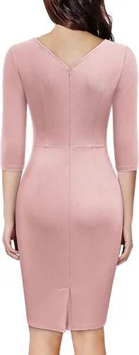 Vista 2 de Miusol Vestido de cóctel de manga 23 con volantes y cuello en V para mujer