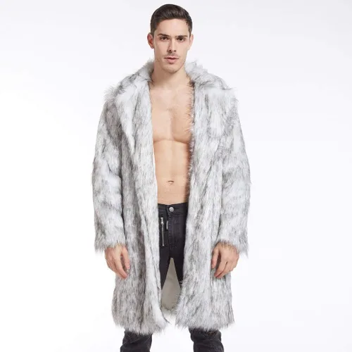 Vista 3 de Chaqueta térmica gruesa de invierno para hombre, cuello alto, suéter de empalme de punto, abrigo casual, elegante acolchado para hombre