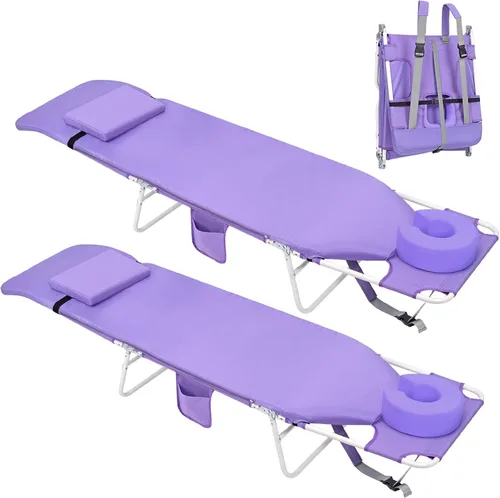 Vista 8 de Mochila cómoda 3 en 1 para mujer, silla de bronceado para playa, con cojín, agujero para la cara, más suave, acolchada, ajustable, lavable, silla