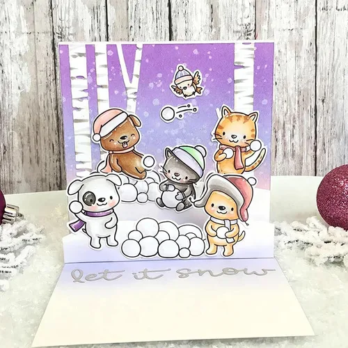 Vista 6 de Juego de sellos y troqueles transparentes de bola de nieve de invierno para hacer tarjetas, plantillas de corte para álbumes de recortes, álbum