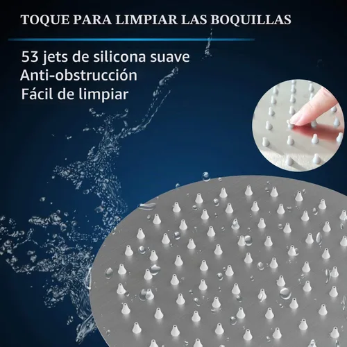 Vista 4 de Voolan Cabezal de ducha de lluvia de alta presión, cabezal de ducha de lluvia hecho de acero inoxidable 304, experiencia de ducha cómoda incluso