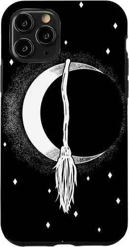 Vista 27 de Funda para iPhone 16 con diseño de luna creciente, escoba de bruja, vintage, Halloween, niñas y mujeres