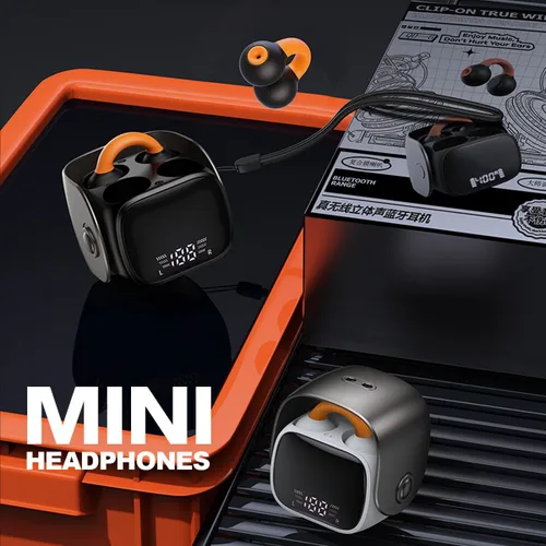 Vista 6 de Auriculares inalámbricos con clip de oreja Bluetooth 5.3, auriculares inalámbricos abiertos, auriculares de conducción ósea, mini auriculares