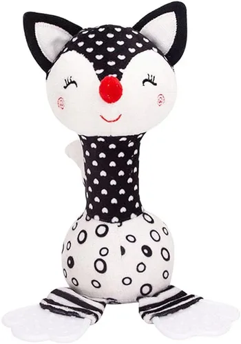 Vista 8 de D-KINGCHY Juguetes para bebés de 0 a 12 meses, juguetes para recién nacidos en blanco y negro, juguete de peluche suave con mordedor y sonido