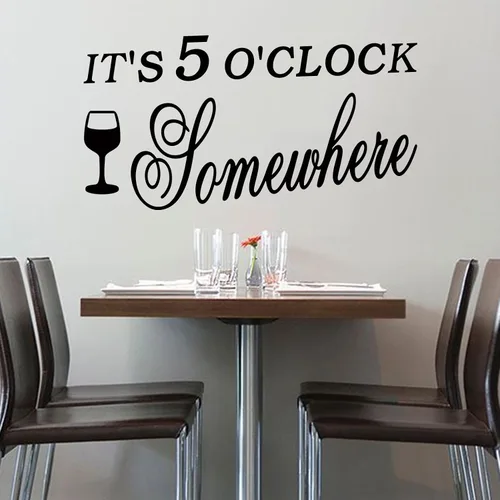 Vista 5 de Calcomanías de pared con citas familiares para cocina: decoración inspiradora para el hogar, despensa, comedor, vinilo para pared, diseño de "It's 5