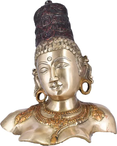Vista 2 de Figura de ídolo de Parvati de latón de ballena blanca, pieza decorativa para el hogar