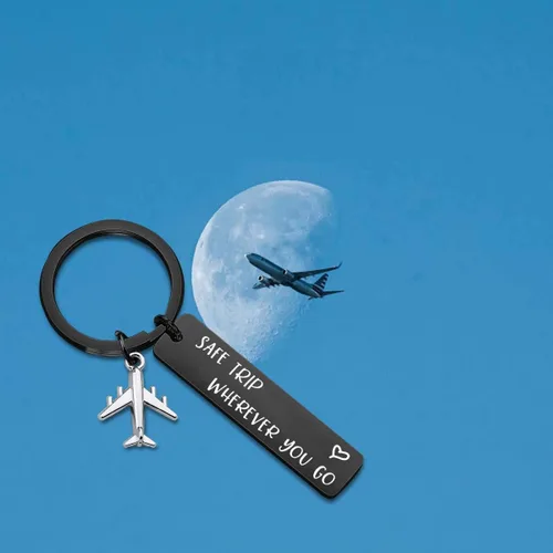 Vista 7 de ENSIANTH Llavero Safe Trip Wherever You Go - Llavero de viaje seguro para asistentes de vuelo, regalo de piloto, joyería de aviación, regalo