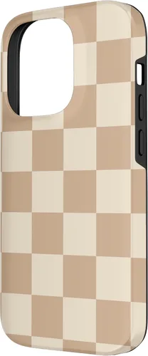 Vista 2 de Funda de tablero de ajedrez marrón beige claro para iPhone 14 Pro
