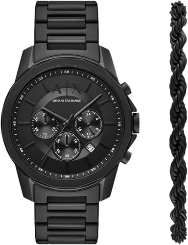 Vista 9 de A X Armani Exchange Reloj de vestir cronógrafo para hombre con correa de acero inoxidable, silicona o cuero