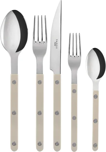 Vista 17 de SABRE PARIS - Juego de cubiertos de 5 piezas - Colección Bistrot - Cuchillo, tenedor, cuchara de sopa, cucharadita y tenedor de postre - Acero