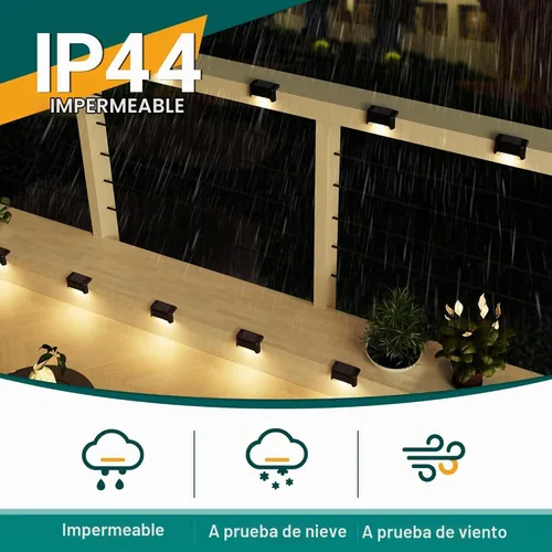 Vista 4 de SOLPEX - Luces solares para cubierta al aire libre, impermeables, paquete de 12 unidades, luces LED para escalones, terraza, vallas, patios