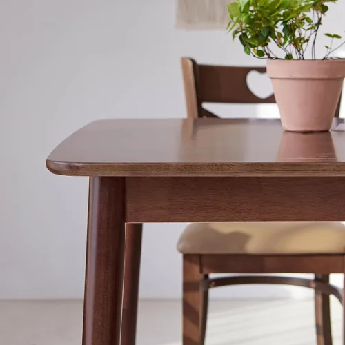 Vista 8 de Livinia Aslan Mesa de comedor rectangular de madera de roble malayo de 59 pulgadas, escritorio grande de cocina de madera maciza (nogal)