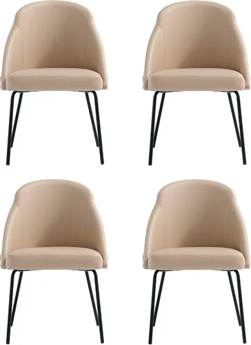 Vista 22 de Manhattan Comfort Gracie - Juego de 1 sillas de comedor modernas de piel sintética, asiento tapizado de piel sintética, patas de acero, espuma