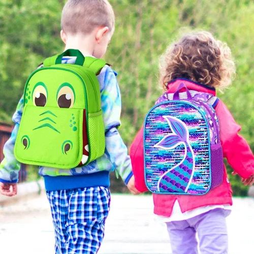 Vista 2 de gxtvo Mochila para niños pequeños, correa de seguridad de 9.5 pulgadas para niños y niñas, unicornio, mariposa, sirena, dinosaurio