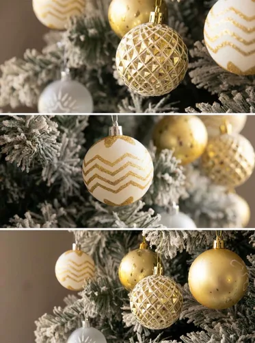 Vista 5 de 16 piezas Adornos de árbol de Navidad - Juego de adornos de bola de Navidad dorados para Navidad, festividades, coronas y decoraciones de fiesta