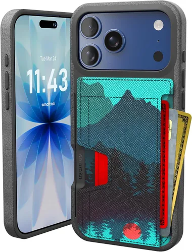 Vista 13 de Smartish Funda tipo cartera para iPhone 11 Pro - Wallet Slayer Vol. 2 [soporte protector delgado] tarjetero (seda) - Black Tie Affair Holds 3