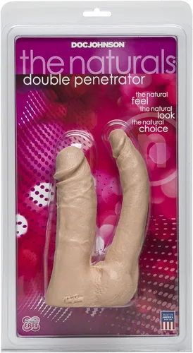 Vista 2 de Doc Johnson The Naturals Dildo - Doble penetrador - Grueso y fino fijado en bolas - Hecho de PVC seguro para el cuerpo- Solo para adultos