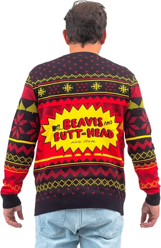 Vista 3 de Beavis and Butthead Rock and Roll - Suéter feo de Navidad de tres
