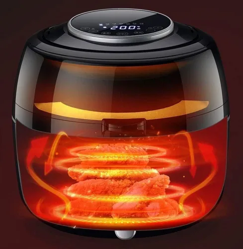 Vista 5 de Horno freidora de aire, horno inteligente de 6.8 cuartos de galón sin aceite, freidora multifunción con pantalla digital LCD y olla antiadherente