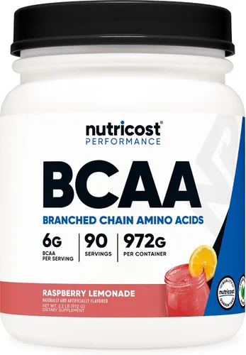 Vista 6 de Polvo Nutricost BCAA (Uva, 120 porciones) - Sin gluten, sin OMG, vegetariano, proporción óptima 2:1:1 Sin gluten, vegetariano