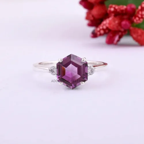 Vista 3 de Anillo de plata de ley 925 para mujer, anillo de diamantes de imitación de aguamarina de plata esterlina, anillo Art Deco de marzo, piedra natal