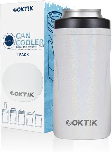 Vista 9 de COKTIK 4 en 1 enfriador de latas aislado, enfriador de latas delgadas de doble pared para latas de 12 oz regulares o delgadas y botellas de cerveza