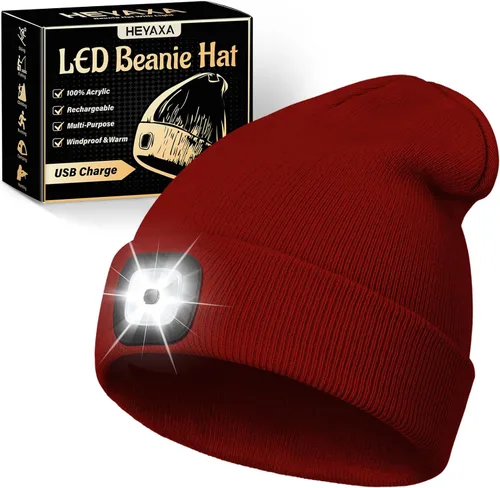 Vista 13 de HEYAXA Gorro Bluetooth con LED, Gorro de Música Inalámbrico con 4 LEDs Recargable por USB, Faro de Cabeza para Correr, Regalos para Navidad, Relleno