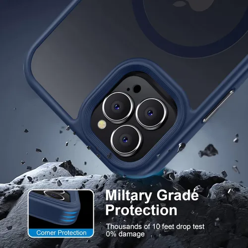Vista 2 de Funda magnética para iPhone 12 Pro Max, [Probada contra caídas de grado militar] [Compatible con MagSafe] Cubierta protectora delgada, Funda mate a