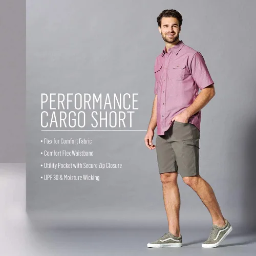 Vista 6 de Wrangler Authentics - Pantalones cortos estilo cargo para hombre, cintura Comfort Flex.