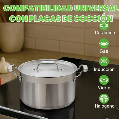 Vista 7 de NutriChef - Olla grande de acero inoxidable de 5 cuartos con tapa - 18/8 Grado alimenticio resistente, olla grande de acero inoxidable