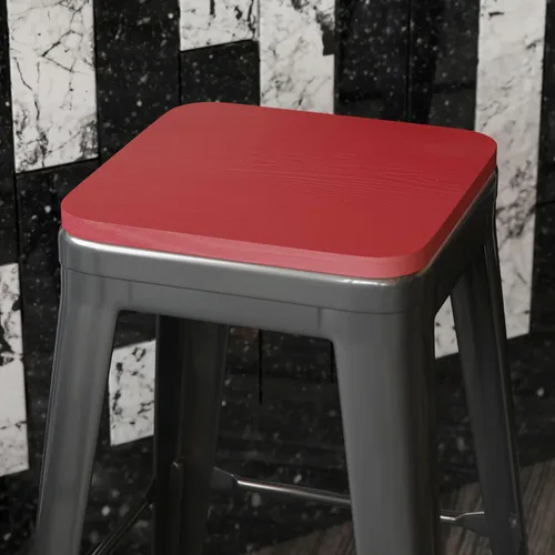 Vista 11 de BizChair Juego de 4 asientos de madera de poliresina, poliestireno negro, bordes redondeados para mayor comodidad, para sillas y taburetes de metal