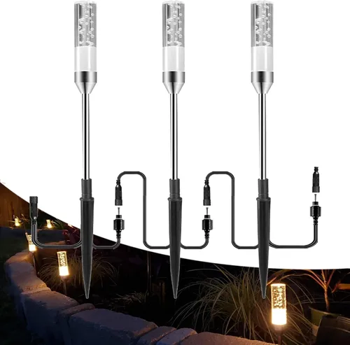 Vista 8 de B-right 3 luces de extensión para luces de camino, extensibles, impermeables, 0.8 W, 95 lúmenes por luz, blanco frío, 6000 K (sin adaptador)