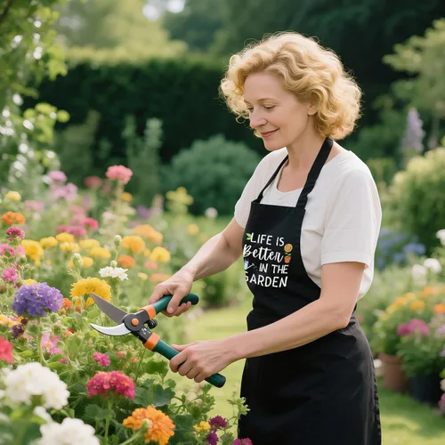 Vista 5 de Delantal de jardinería para mujer con bolsillos, delantal de jardín ajustable divertido regalo para jardinero, mamá, esposa, amante de las plantas