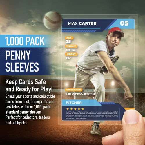 Vista 2 de Premium Penny Sleeves for Trading Cards Soft Trading Card Sleeves for Baseball Cards, Ultra Clear Plastic Pro Sports Card Sleeve, Football, MTG