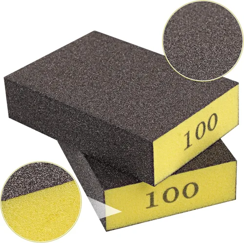 Vista 4 de Romeda Paquete de 8 bloques de papel de lija, esponja de lijado hecha a mano lavable y reutilizable de 100 granos, bloques de papel de lija para 100