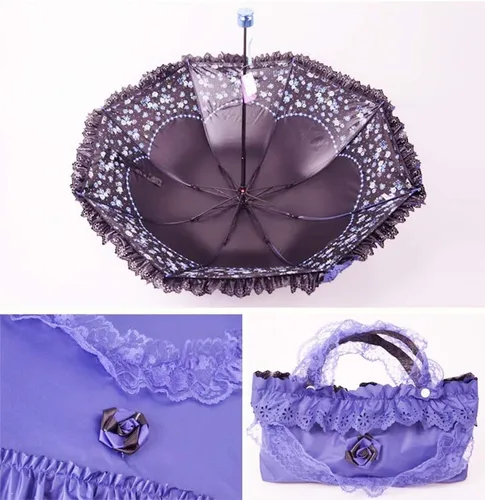 Vista 37 de Honeystore Paraguas plegable a prueba de rayos ultravioleta Princess Lace Parasol con cúpula anti-UV