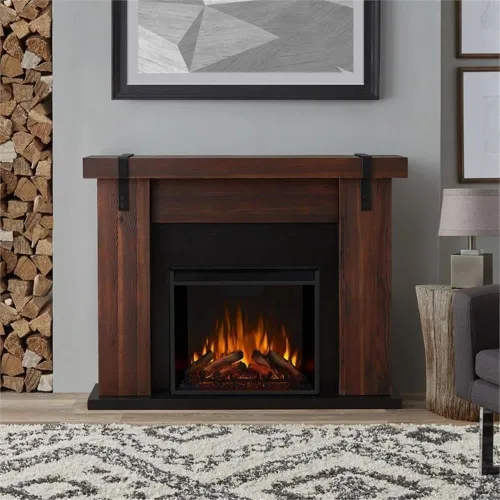 Vista 2 de Aspen - Chimenea eléctrica de 49 pulgadas en madera de castaño Real Flame