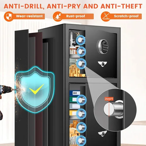 Vista 13 de Caja de seguridad digital resistente con compartimento oculto, resistente al fuego, resistente al agua de 9.5 pies cúbicos, resistente al agua