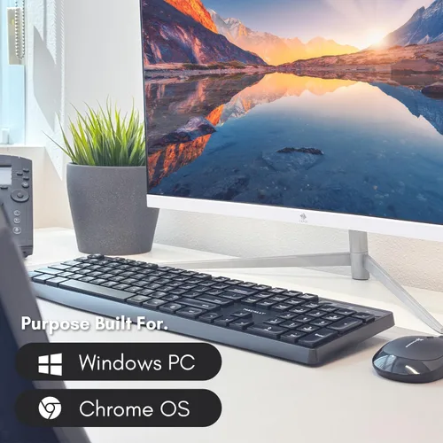 Vista 8 de Macally Teclado inalámbrico - Teclado ergonómico de tamaño completo de 2.4 G inalámbrico con teclado numérico y 13 teclas de acceso directo