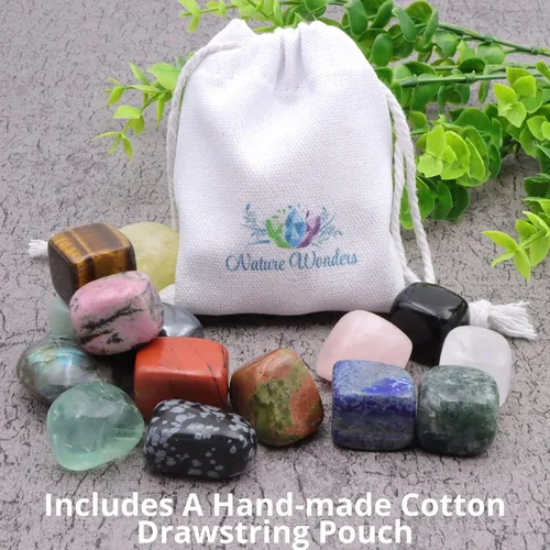 Vista 6 de NatureWonders - Obsidiana negra con 12 piedras curativas de color natural, acabado con cera de abejas, protección psíquica a tierra, liberación