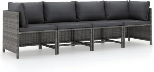 Vista 14 de Sofá de patio de 3 plazas con cojines, cómodo sofá, sofá al aire libre, sofá de patio, muebles de exterior, para patio, porche, césped, jardín o Gris