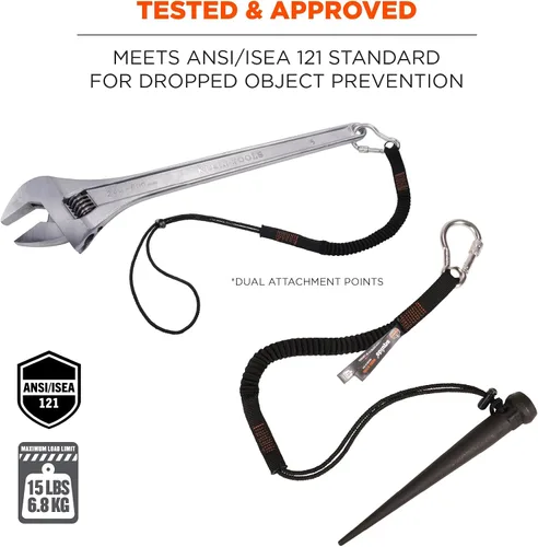 Vista 3 de Ergodyne Squids 3105 - Cordón para herramientas con mosquetón de bloqueo de tornillo de aluminio, capacidad de peso de la herramienta de 15 libras