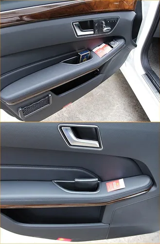 Vista 7 de Manija de bolsillo de almacenamiento lateral delantera, reposabrazos, contenedor de teléfono negro para Mercedes Benz Clase E E350 E400 E500 E63 AMG