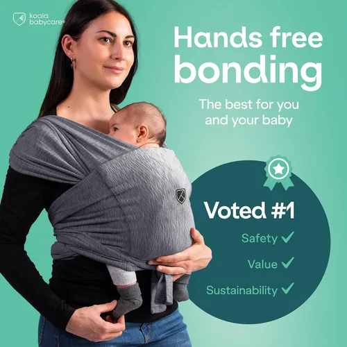 Vista 2 de Koala Babycare Portabebés, fácil de llevar como camiseta, portabebés original para recién nacidos hasta niños pequeños, cabestrillo talla única