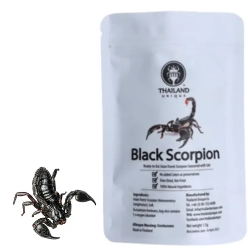 Vista 8 de Thailand Unique Scorpion Mix - 15 G 3 piezas de insectos comestibles deshidratados para humanos, saludables y un gran regalo gracioso Three