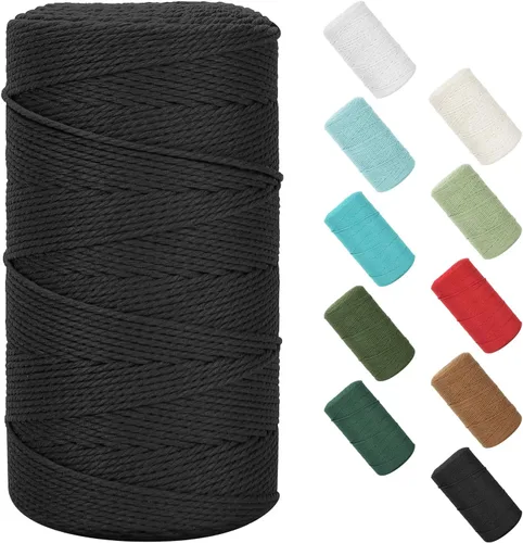 Vista 109 de Cuerda de macramé de 0.079 in x 220 yardas (656 pies), cuerda de algodón natural para colgar en la pared, ganchos de plantas, manualidades Verde