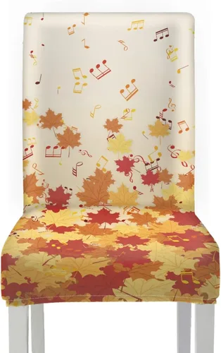 Vista 2 de Rnyleeg Juego de 1 fundas para sillas de comedor de otoño, diseño de hojas, para sala de estar, sin brazos, funda elástica para silla de cóctel